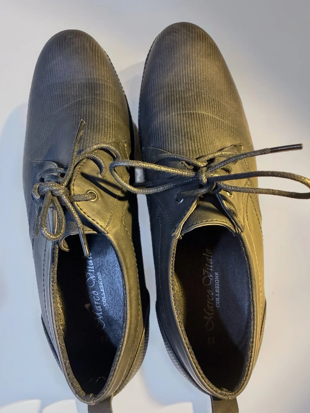 Men's Black Casual Derby Shoes with Lace-Up Closure White Sole Size 13